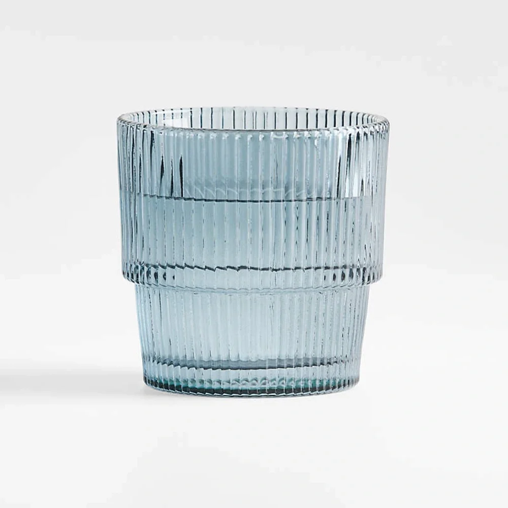 Crate & Barrel Atwell 11oz Blue Double Old Fashioned Glass 16oz Highball Glass - Picture 3 of 5